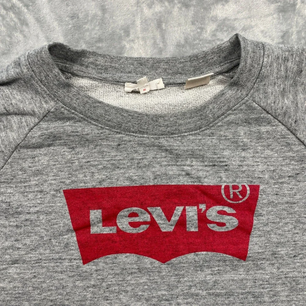 Levi's Batwing Logo Sweatshirt Mens Medium Grey‎ Pullover Raglan Sleeve